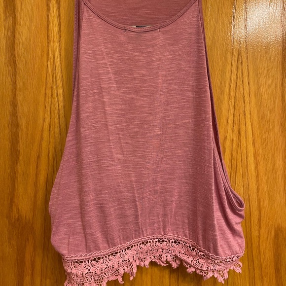 Forever21 Purple Pink Open Side Muscle Style with Lace Bottom Tank Crop Top - Picture 2 of 3